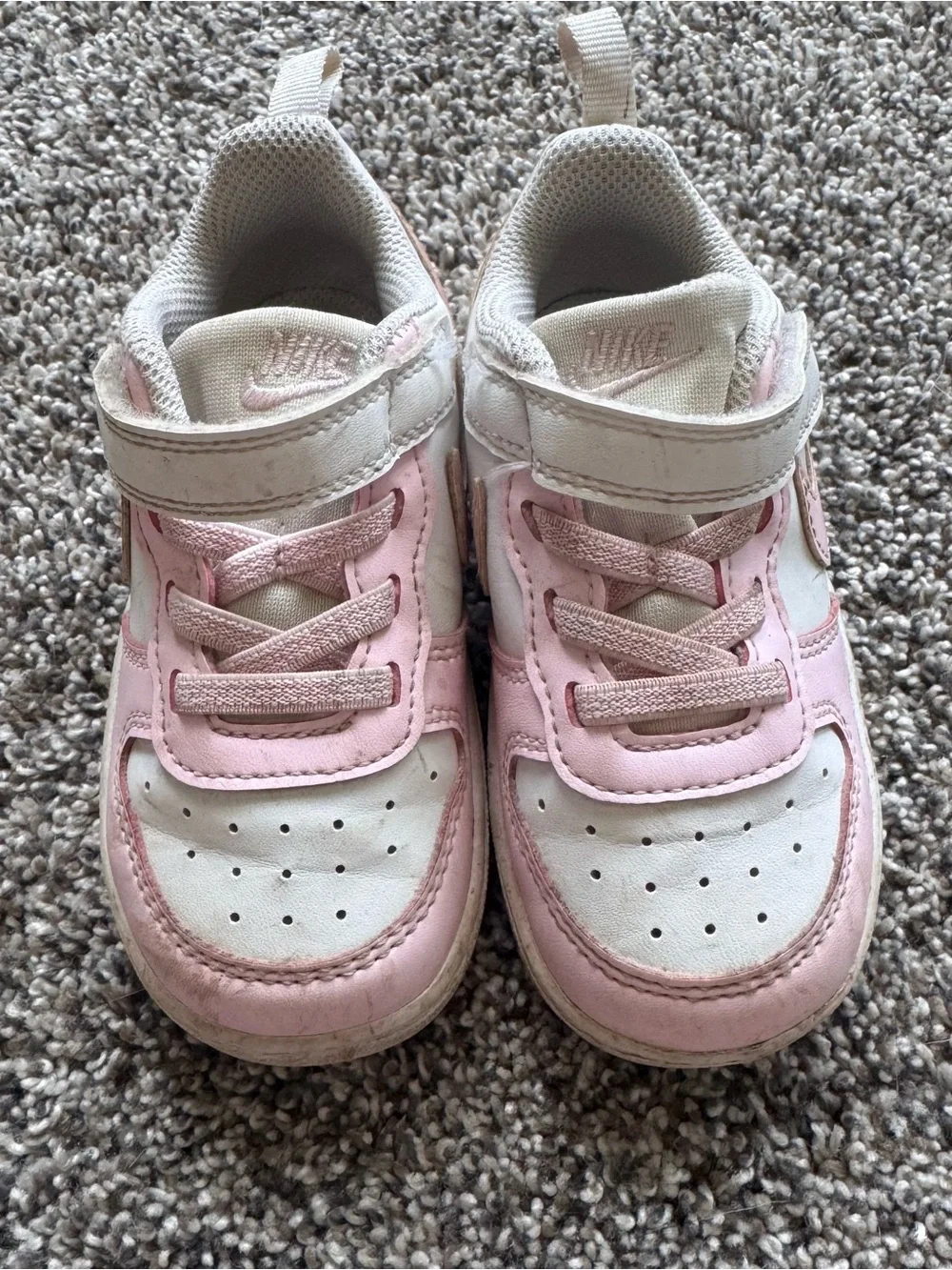 Nike Kids Pink and White Velcro Casual Sneakers